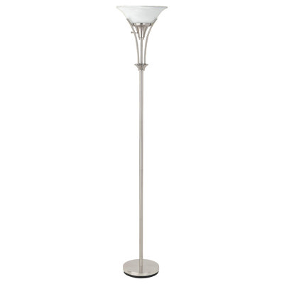 Lampe torchère sur pied en acier brossé givré
