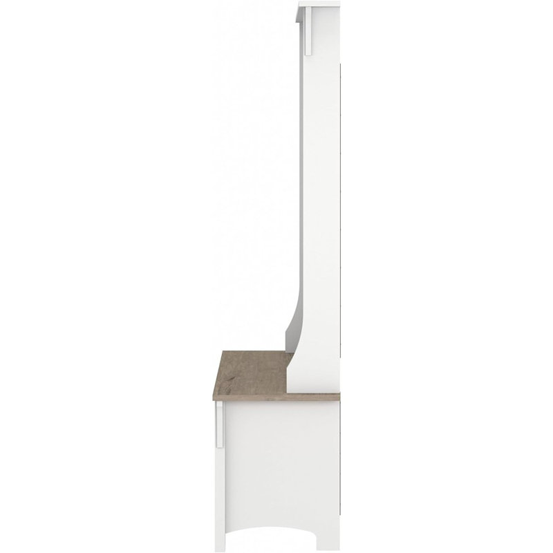 Arbre d'entrée avec banc de rangement pour chaussures en Shiplap gris et blanc pur, organisateur de maison polyvalent