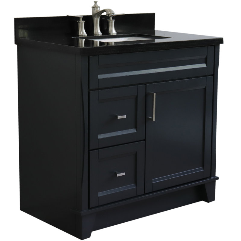 Ensemble de meuble-lavabo simple 37 po, Gris foncé, Noir