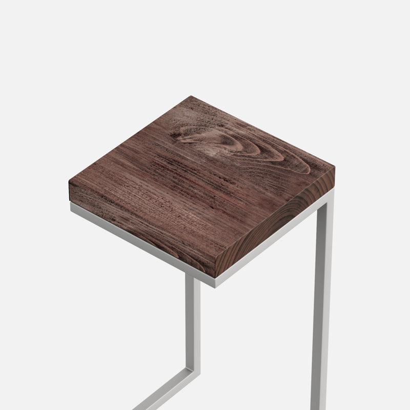 Table d'appoint en forme de C rustique, Gris, Provincial