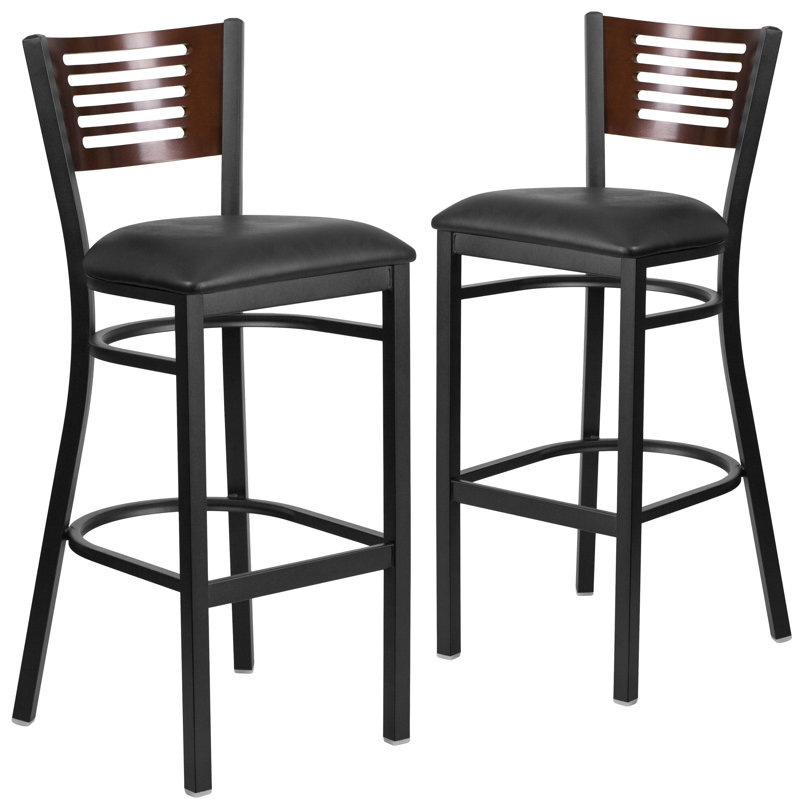 Thornfeldt Upholstered Counter Stool with Metal Frame, 2, Brown, Black