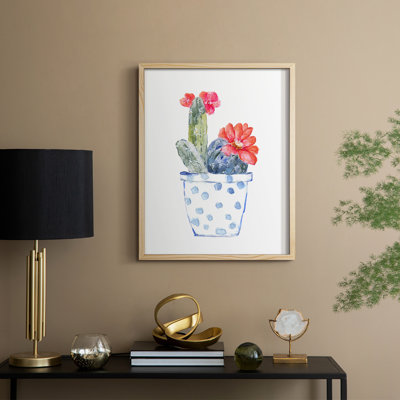 «Cactus and Succulent Blooms II», reproduction encadrée - bois massif