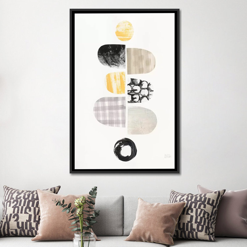 « mod neutrals i », impression sur toile, H 26 po x l 18 po x P 1,5 po, Toile avec cadre noir, Pas de tapis