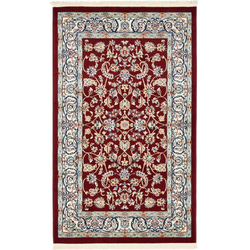 Tapis oriental Jackson / ivoire / bleu Jackson, Rectangle 3 pi 1 po x 5 pi 3 po, Burgundy