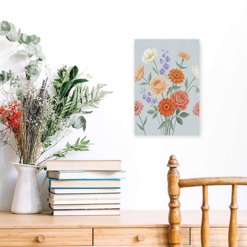 Art mural coloré, fleur de coquelicot rose, H 18 po x l 12 po
