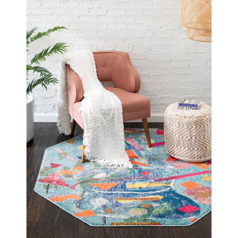 Azelea Abstract Indoor Rug, Octagon 7'