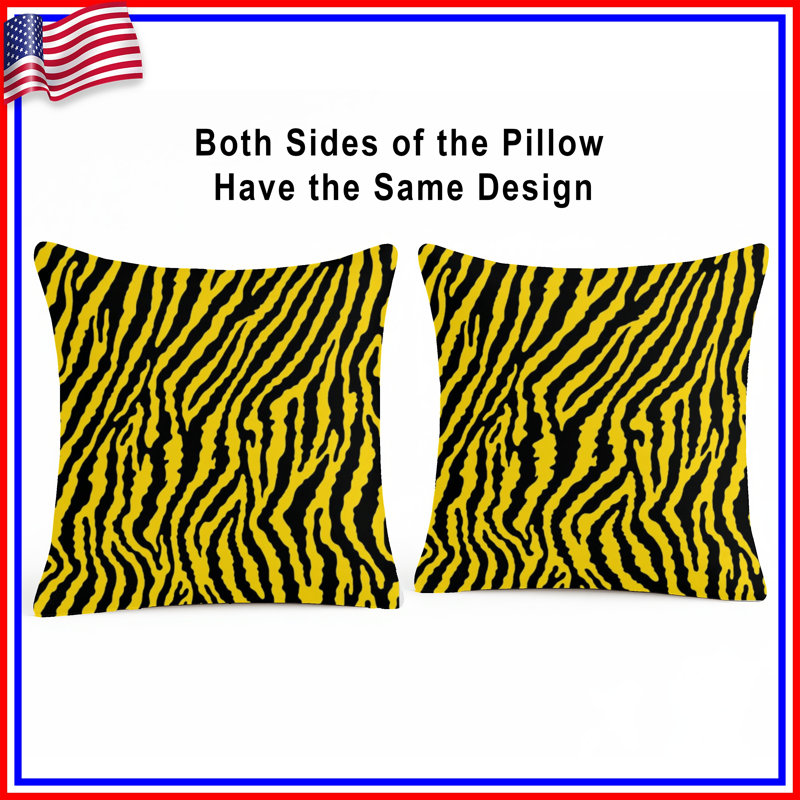 Coussins décoratifs Tiger, 18 x 18 inches, Dark Black Medium Yellow
