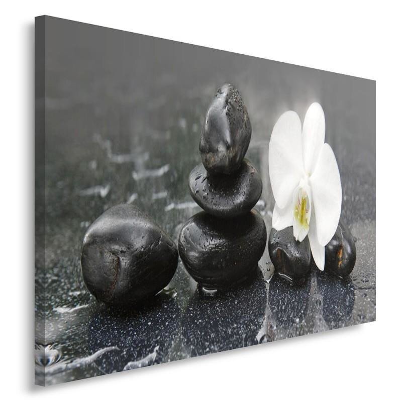 Zen-Steine und Orchidee - Fotodruck auf Leinwand