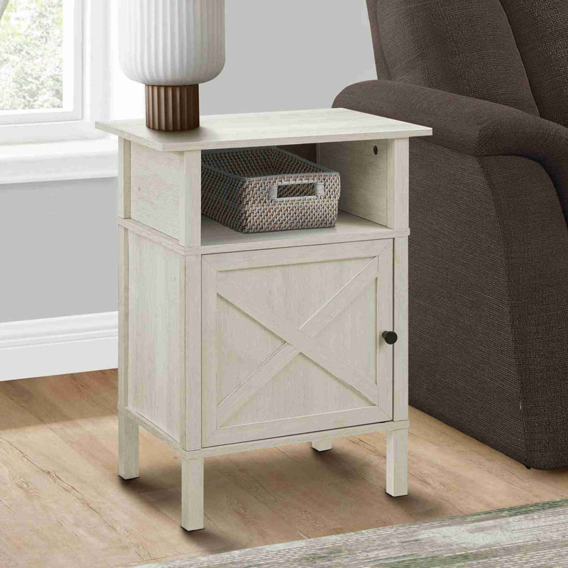Table d'appoint avec armoire de rangement intégrée, Chêne blanchi