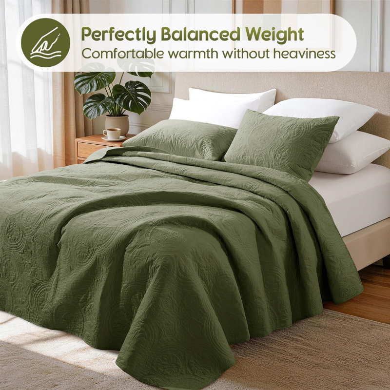 3-Piece 100% Cotton Paisley Quilt Set