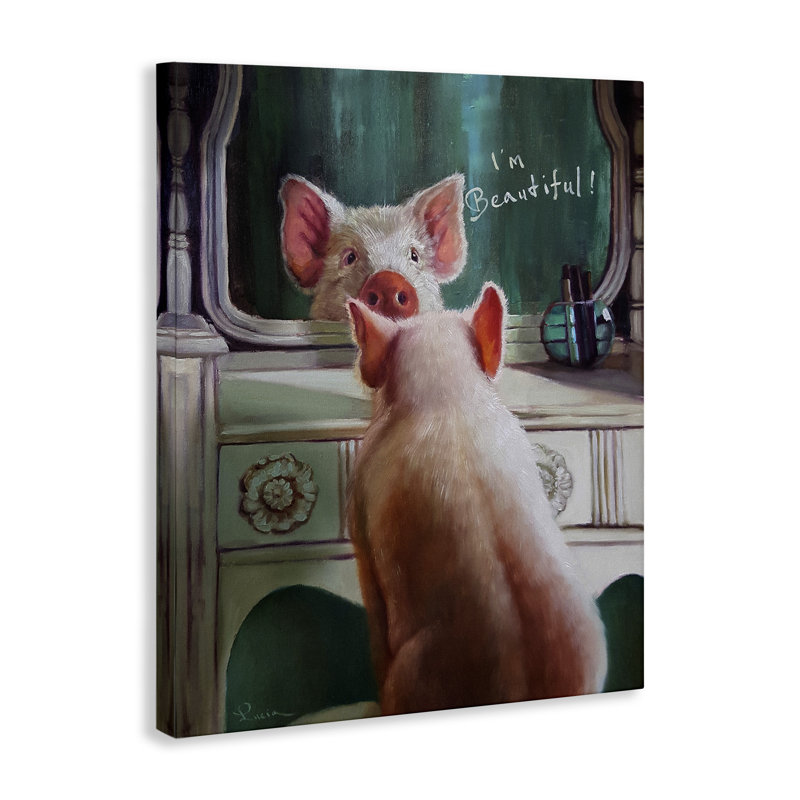 «I'm Beautiful Pig in Mirror Illustration», impression, H 15 po x l 10 po