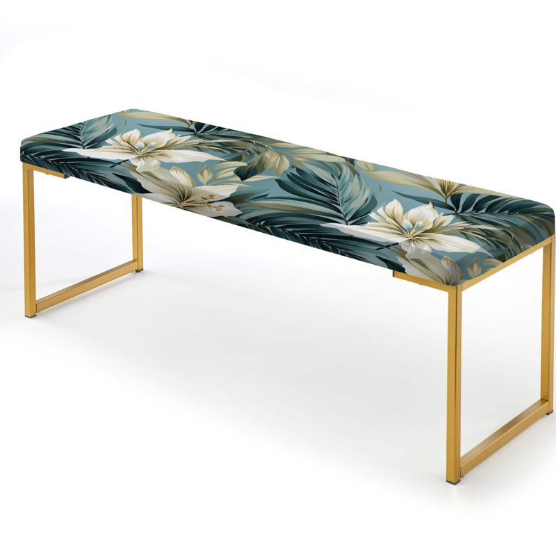 Coastal Neutrals Tropical Motif I - Banc rembourré tropical doré