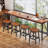 26" Solid Wood Bar Stools Set of 4 with Faux Leather Upholstery and Brown Saddle Seat-628389261-617956987