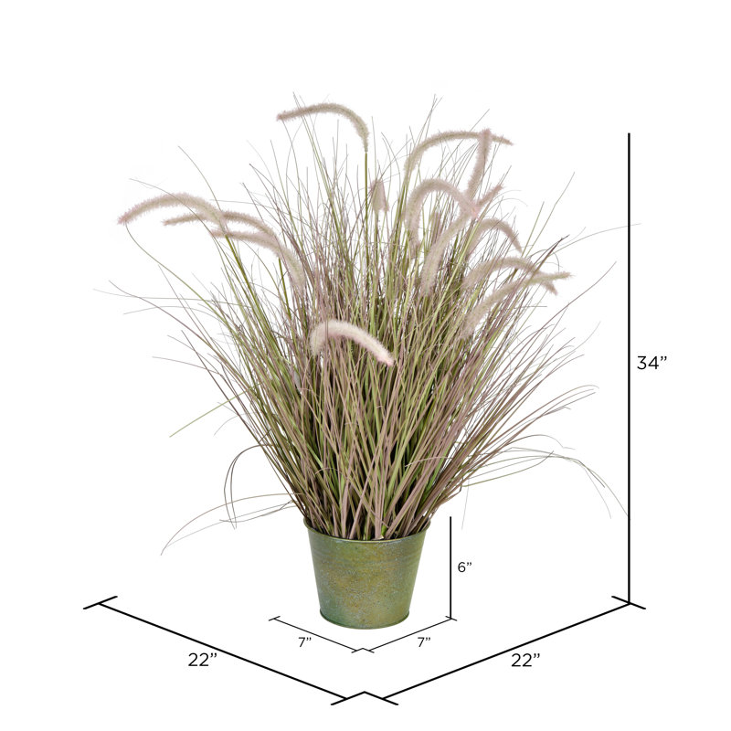 34'' Faux Cattail Grass in Metal Pot