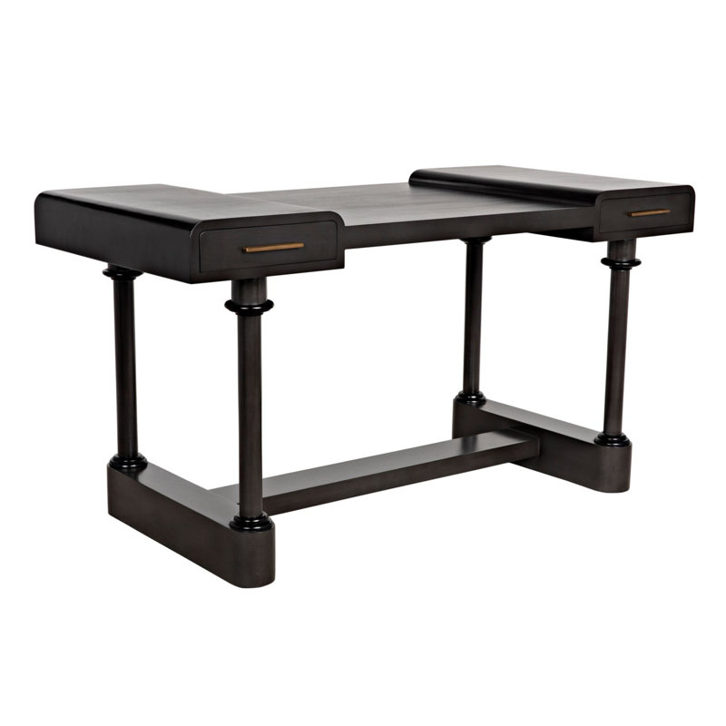 Locarno 28" Black Solid Wood Writing Desk with Drawer