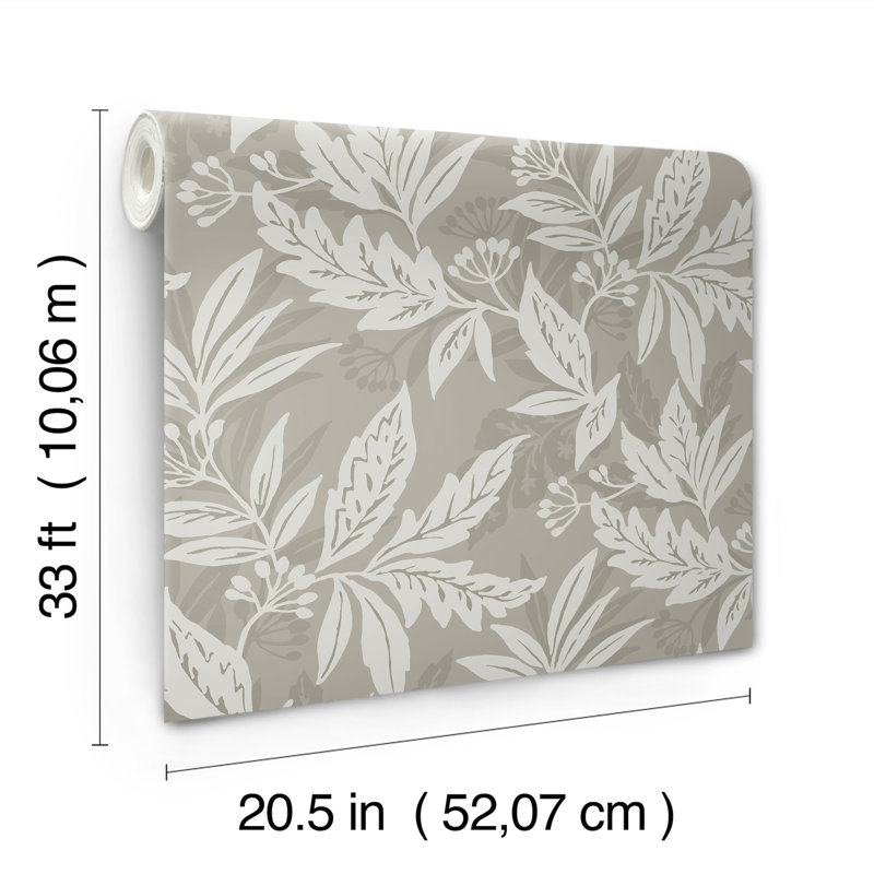 Papier peint floral Anita, Gris