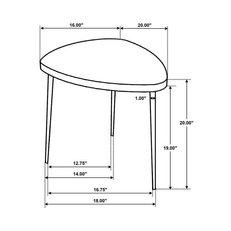Table de bout triangulaire moderne en bois de manguier massif, finition noire foncée, table en bois avec pieds évasés, idéale pour exposer des vases, hauteur de 20 pouces