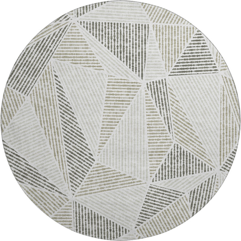 Premium Machine Washable Cerrito Taupe Rug, Round 8'