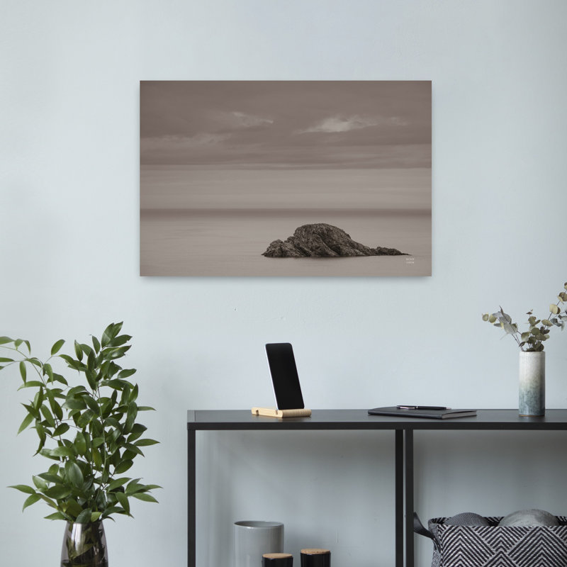 Art contemporain, paysage côtier abstrait, H 16 po x l 24 po
