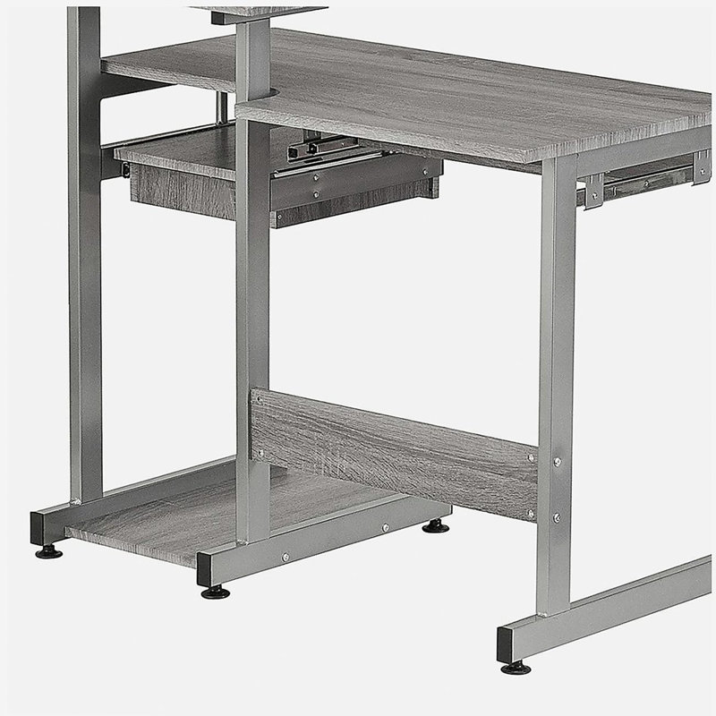 Full-size computer work station desk, gray, Gray