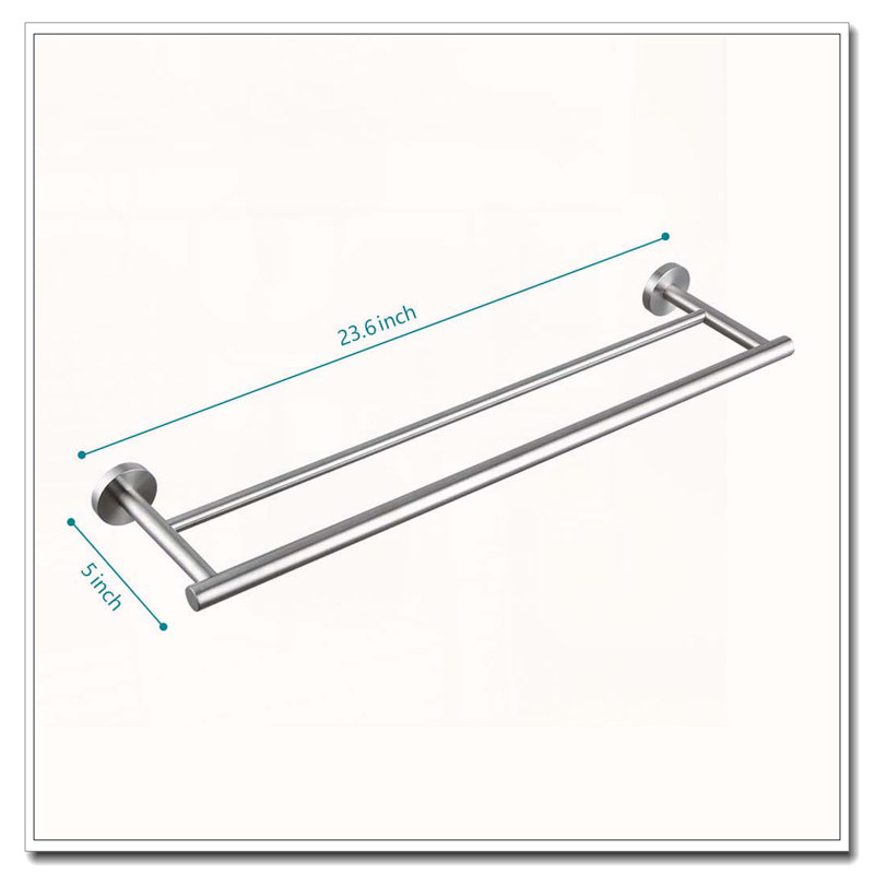 23.6" Wall-Mounted Towel Bar with Stainless Steel & Hidden Screw Holes, Brushed Nickel