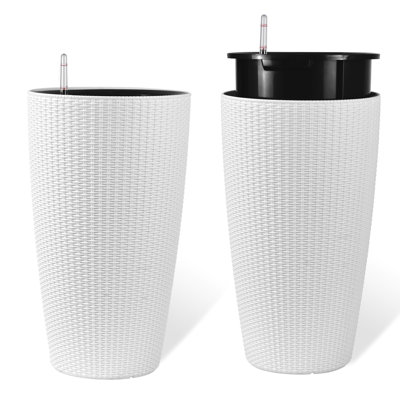 Jardinières artificielles blanches de 22 pouces pour une utilisation intérieure / extérieure, système d'arrosage automatique et moniteur de niveau d'eau, compatibles avec différents types de plantes de 2 espaces de décoration appropriés