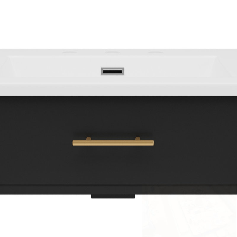 Meuble-lavabo avec lavabo, 2 portes et tablette réglable, Noir