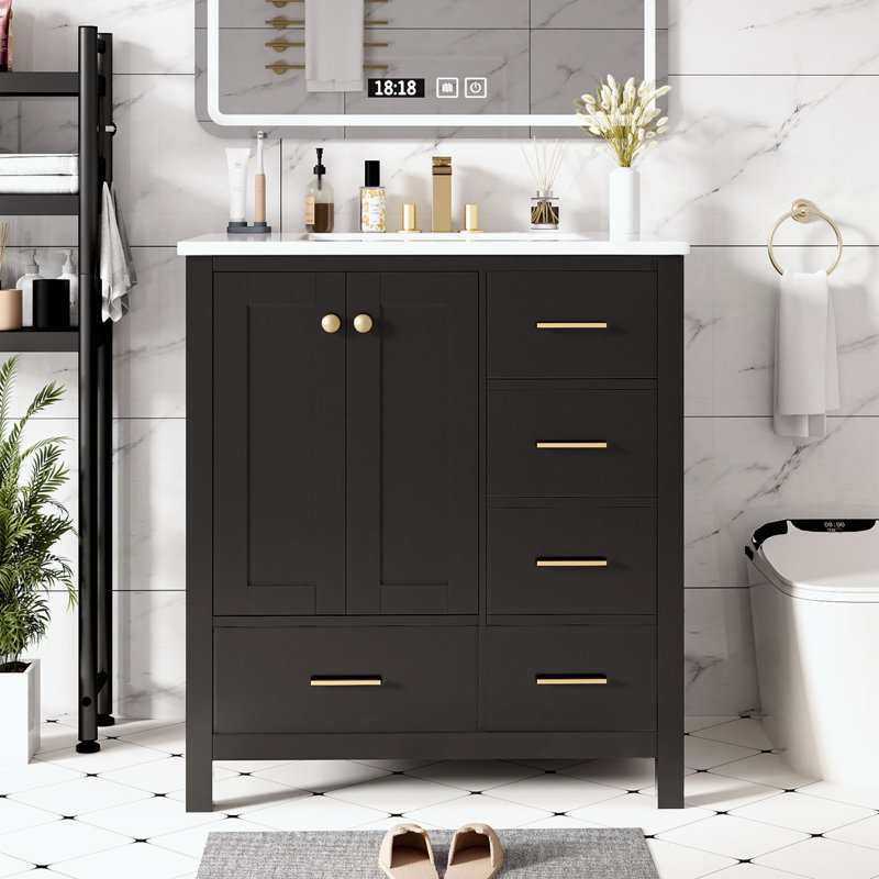 Meuble-lavabo de salle de bain avec lavabo en résine
