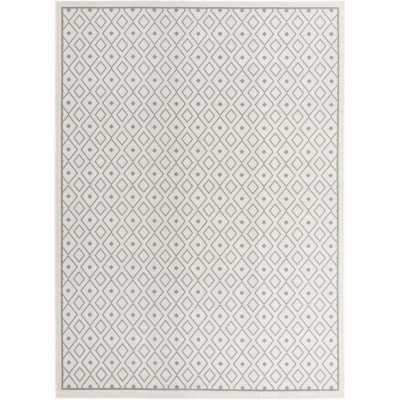 Tapis géométrique ivoire intérieur / extérieur, Rectangle 9 pi x 12 pi