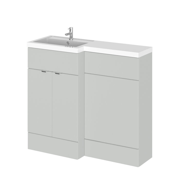 Fusion Fitted Furniture - Avola 3 Piece Bathroom Furniture Set, Left-Handed, Gloss White