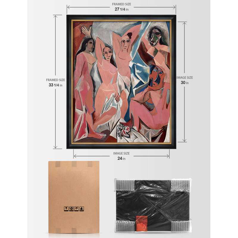 "Les Demoiselles d'Avignon" par Pablo Picasso, estampes numériques sur toile de coton sans acide, Cadre photo noir simple