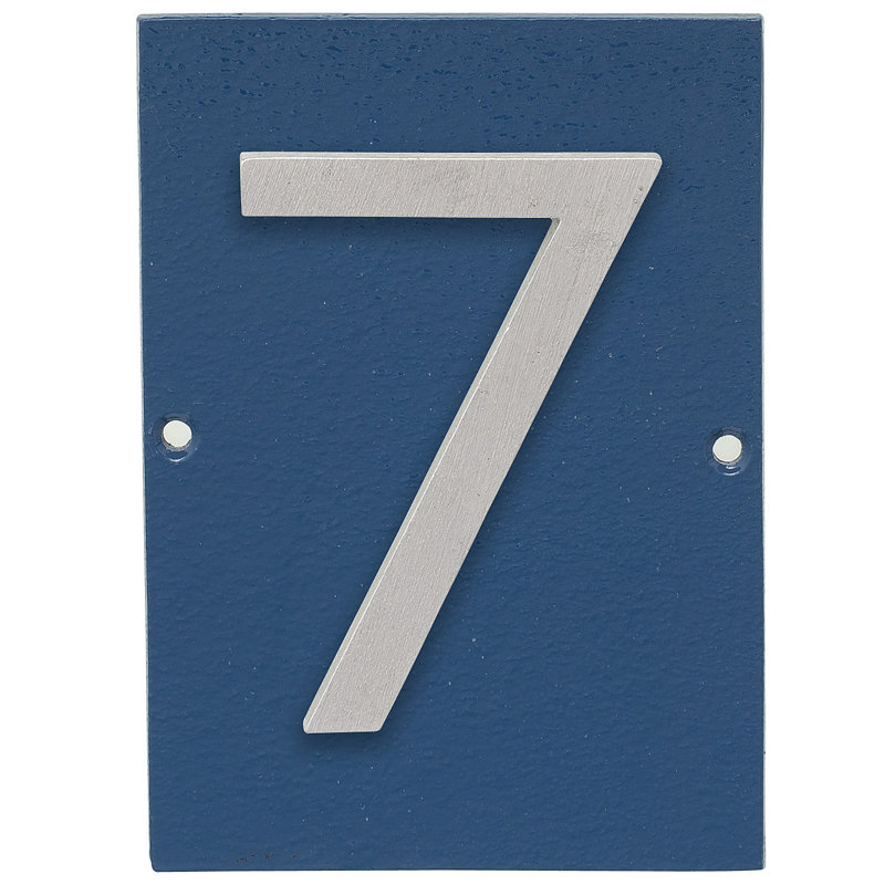 Plaque d’adresse murale sur 1 ligne flottante, Bleu mer, Aluminium brossé, Oui