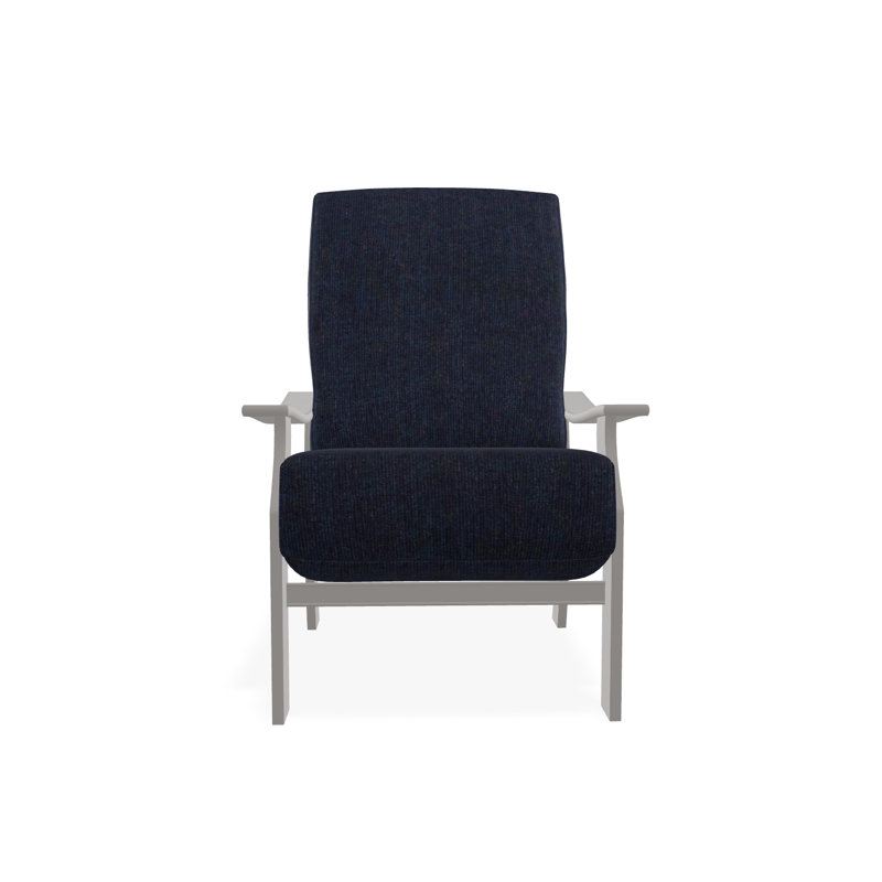 St. Catherine Marine Grade Polymer Deep Seating Cushion Arm Chair, Warm Gray, Restore Indigo