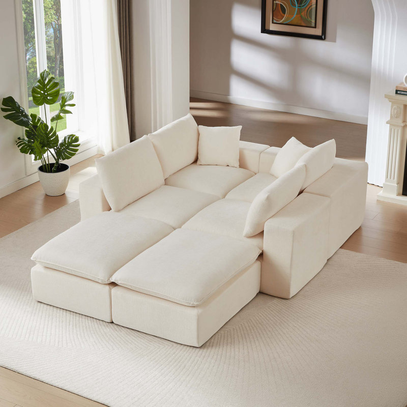 Modern Chenille cloud sofa, freely combinable, White