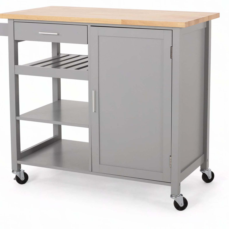 Élégant chariot de cuisine avec rangement et roulettes, Gris