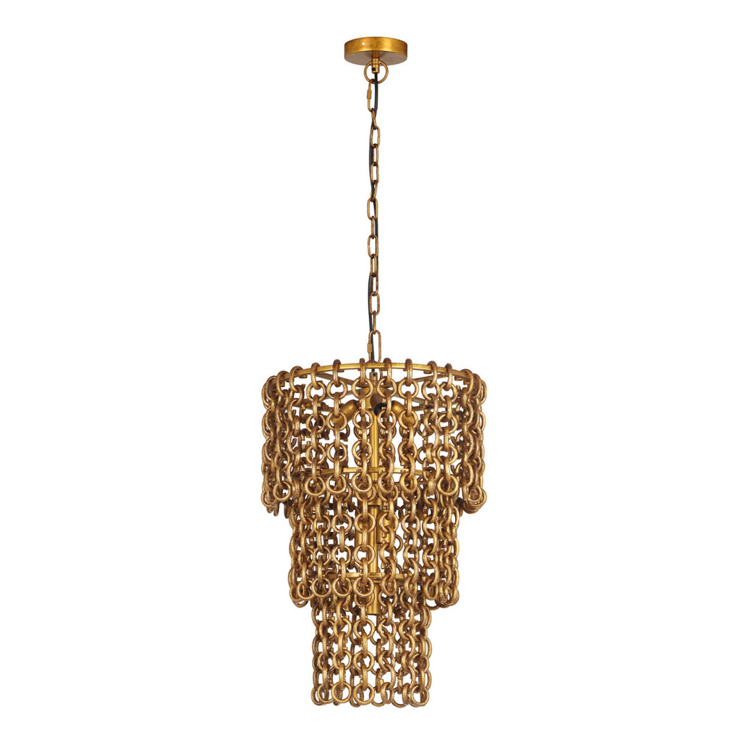Brass Chain Link 3-Tier Chandelier Mercer41
