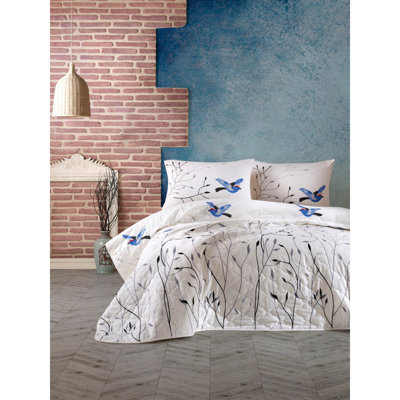Cotton Floral Coverlet Set