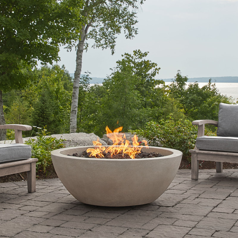 Eldora Round Concrete Fire Pit by Jensen Co, Fog, Natural Gas, 16" H x 42" W x 42" D
