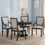Ensemble de salle à manger rétro extensible rond de 5 pièces avec quatre fauteuils rembourrés-775405975