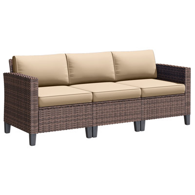 Outdoor 3-Person Wicker Sofa – All-Weather PE Rattan