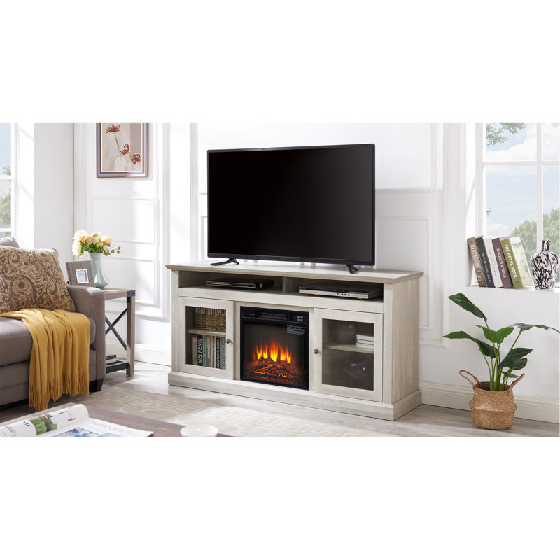 Contemporary TV Media Stand Modern Entertainment Console For TV Up To 65" With Open And Closed Storage Space, Stone Gray, 60"W*15.75"D*29"H