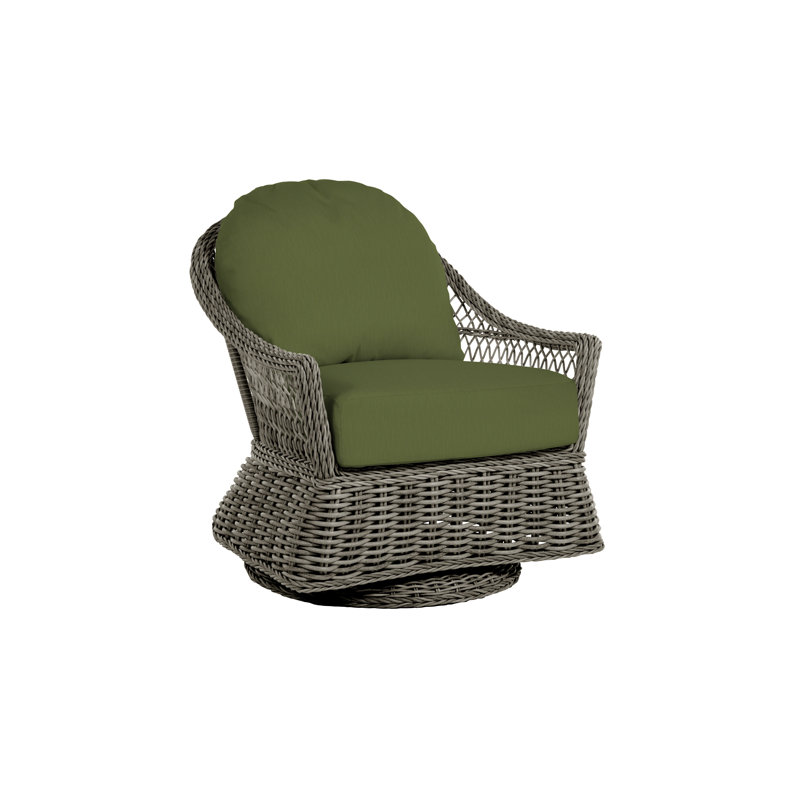 Soho Swivel Glider Chair with Cushions, No Welt, Linen Forest, Black