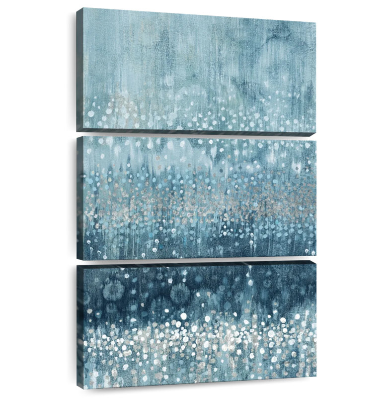 Avery Rain Abstract II Blue Silver, 38" H x 24" W