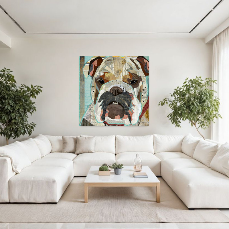 Bouledogue anglais, art contemporain pour chien, H 48 po x l 48 po
