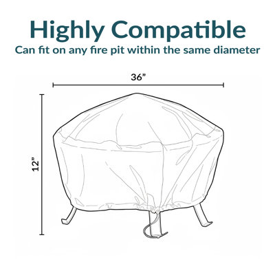 Hamilton Durable Round Fire Pit Cover with Drawstring Closure - 36" x 12" - Khaki