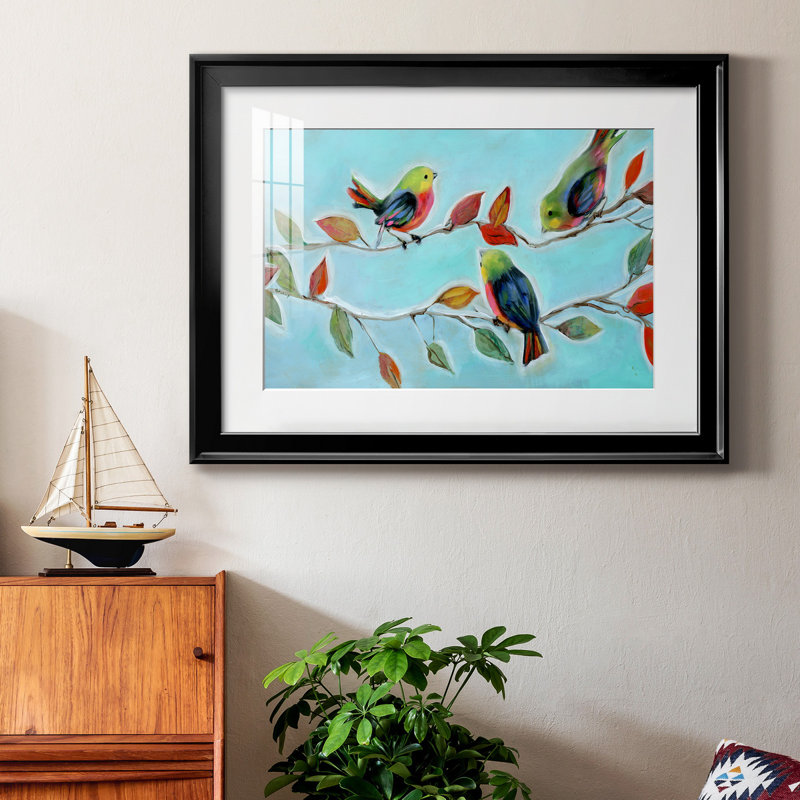 Bitty Birds II - peinture encadrée, Cadre noir, H 30,5 po x l 42,5 po x P 1,5 po