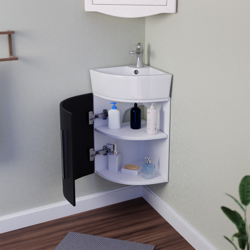 Coleraine 17" Corner Bathroom Vanity Sink Wall-Mounted Single Hole Faucet Sink Combo Set