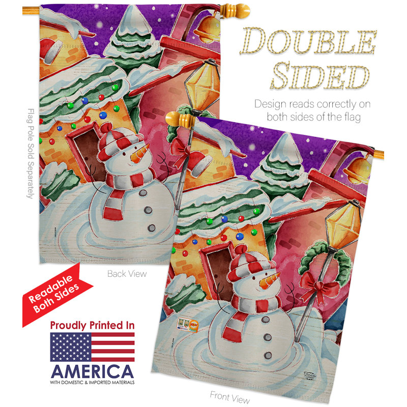 Neige givré 2 faces polyester 40 x 28 po Drapeau pour la maison