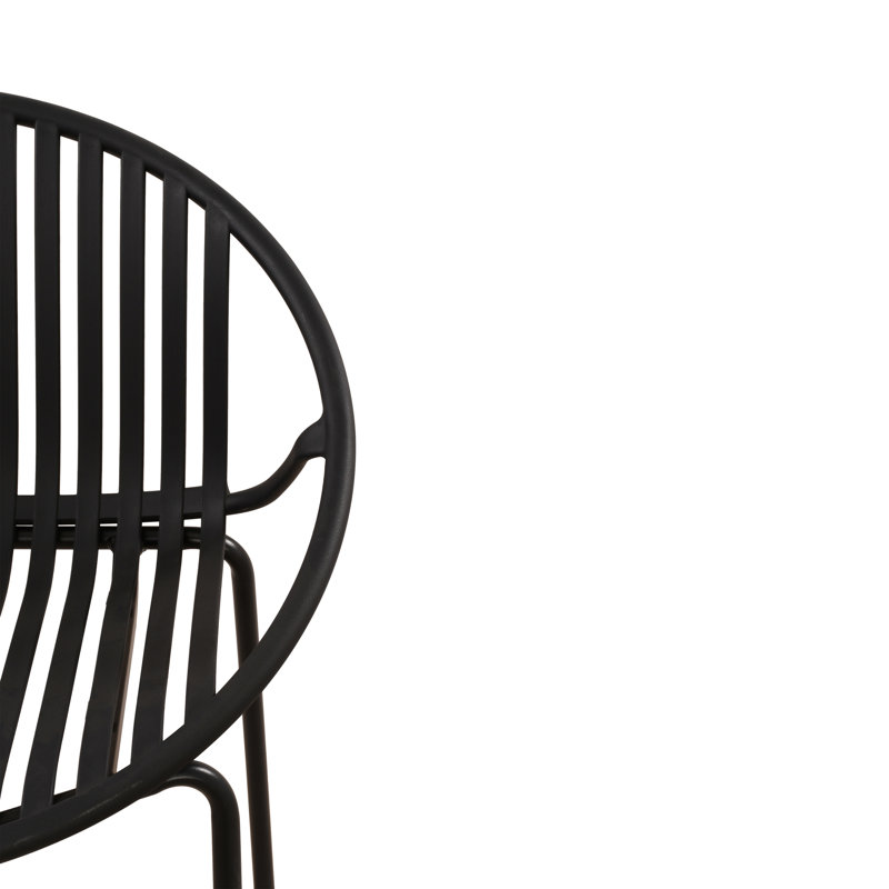 de salle à manger d'extérieur avec table en bois d'acacia et chaises empilables en teck, noir et teck
