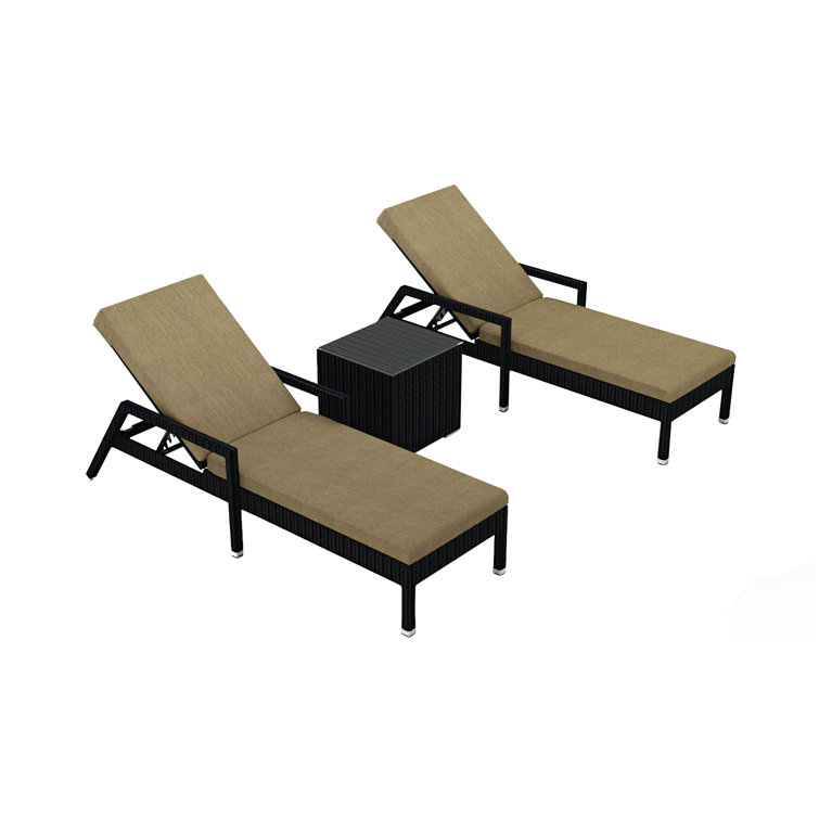 Suffern 26.75'' Outdoor Wicker Chaise Lounge Set with Table
